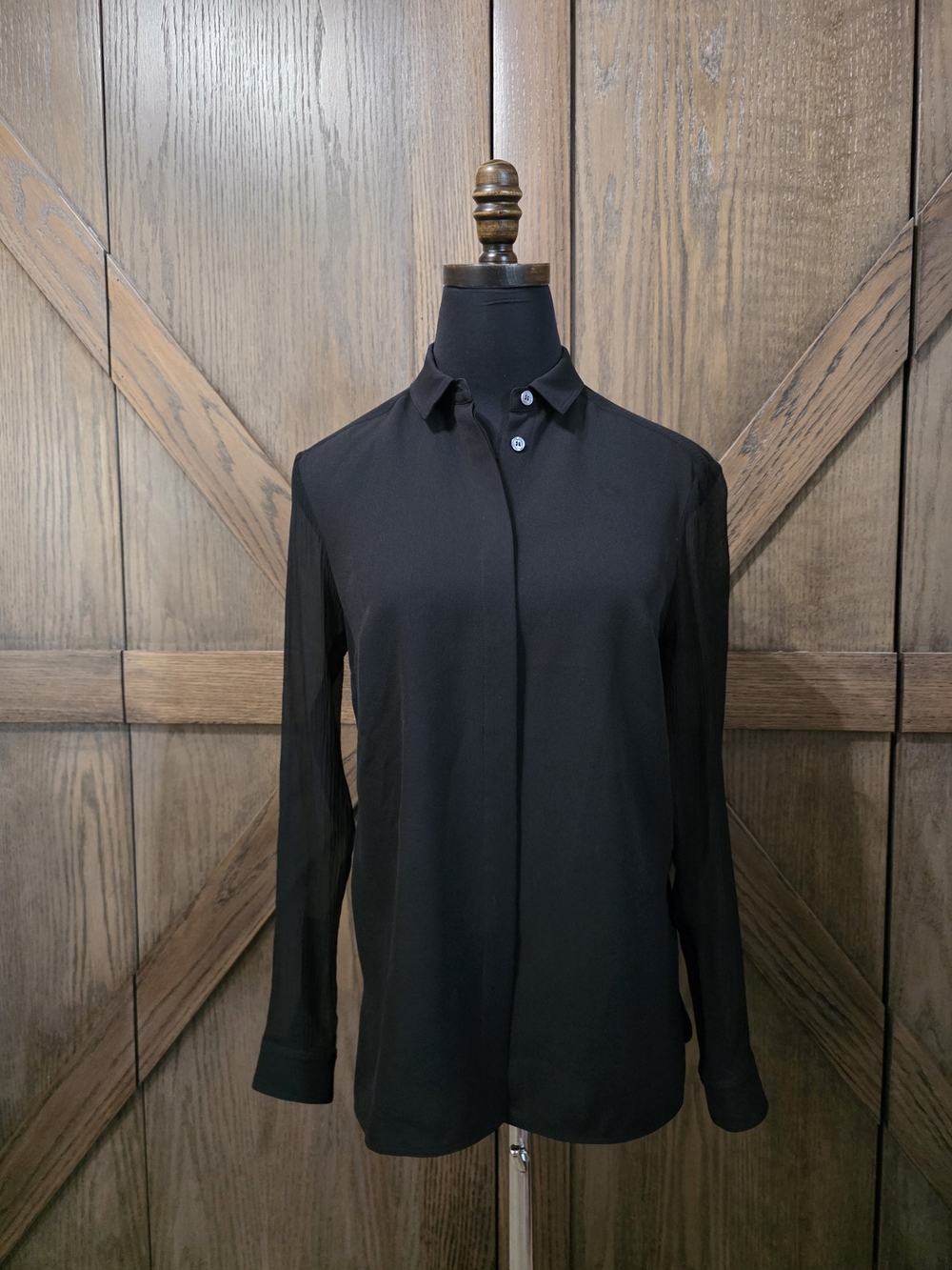 Burberry Black Silk Long-Sleeve Blouse
